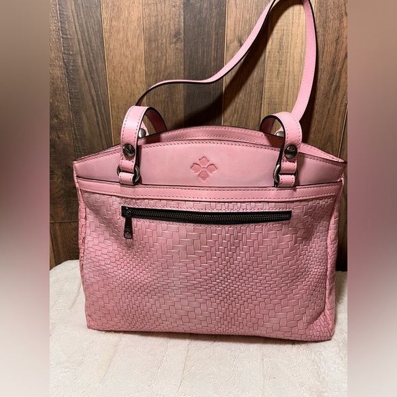 Patricia Nash Blush Pink Wavy Woven Embossed Leather Poppy Tote - Picture 2 of 8